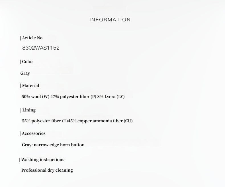 Abito classico a due bottoni, in lana pettinata, con colletto asimmetrico