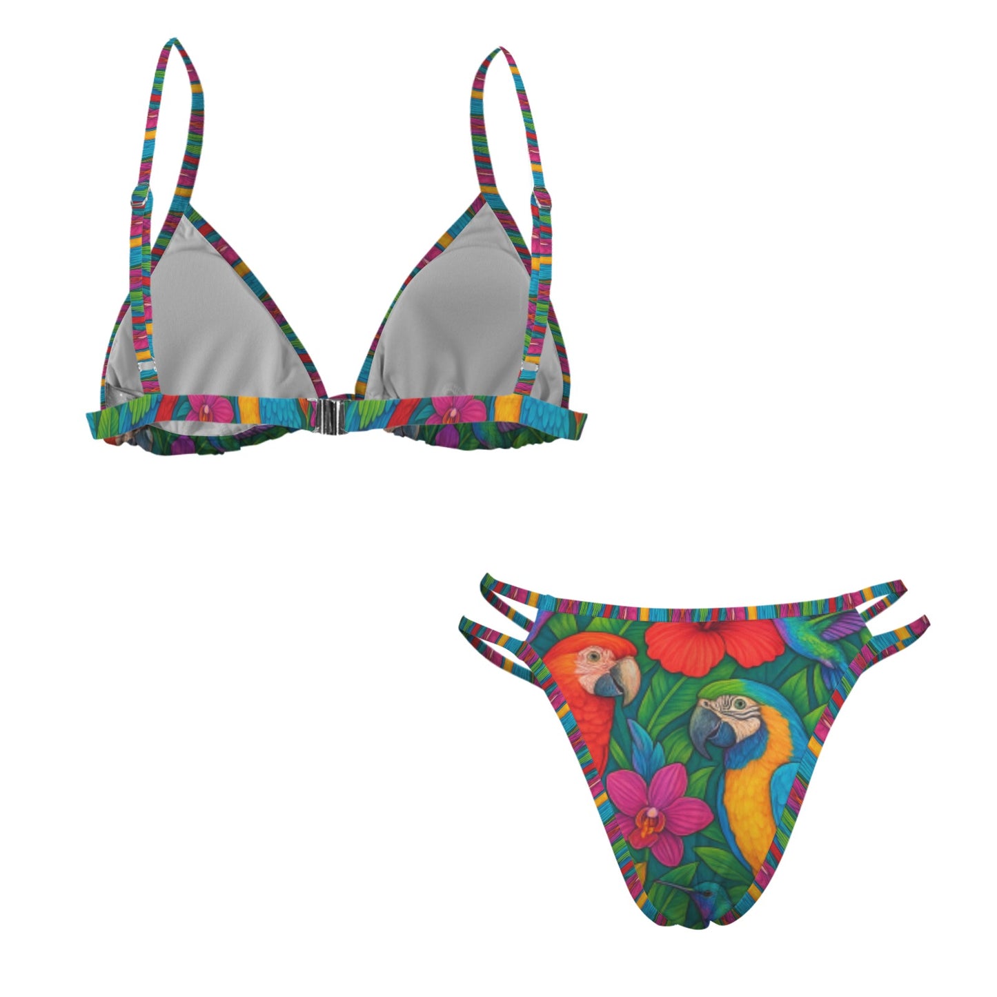 20250810_1956_Tropical Floral Pattern (2) V Neck Triangle Bikini Sets