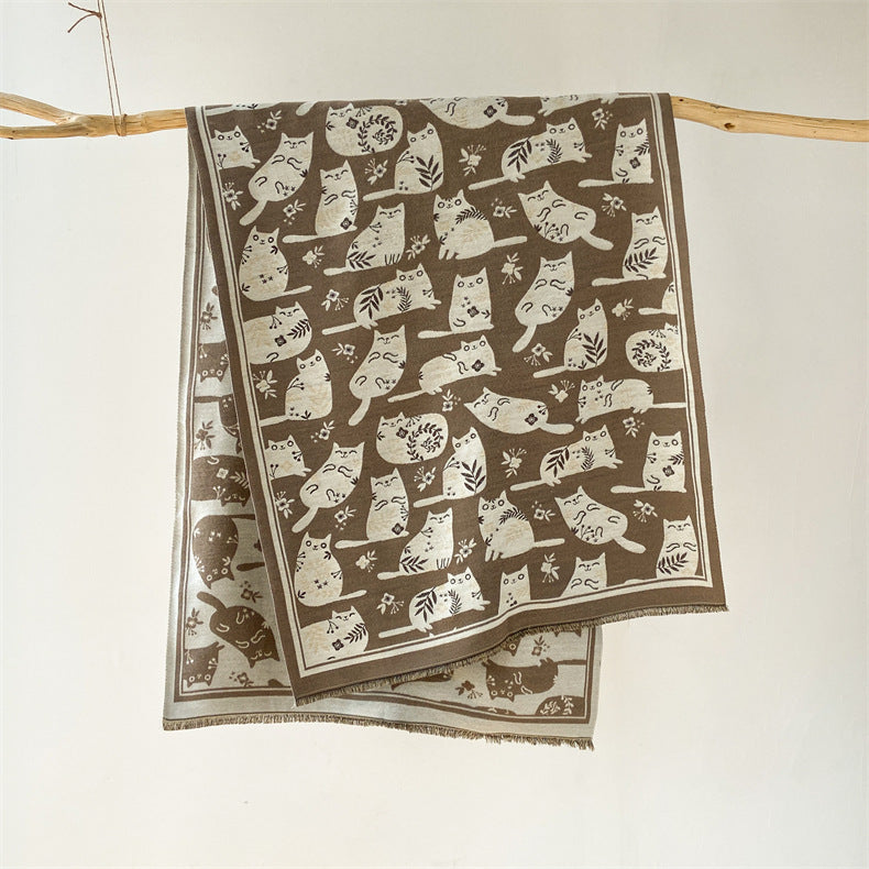 Sciarpa con motivo a gatto in stile coreano