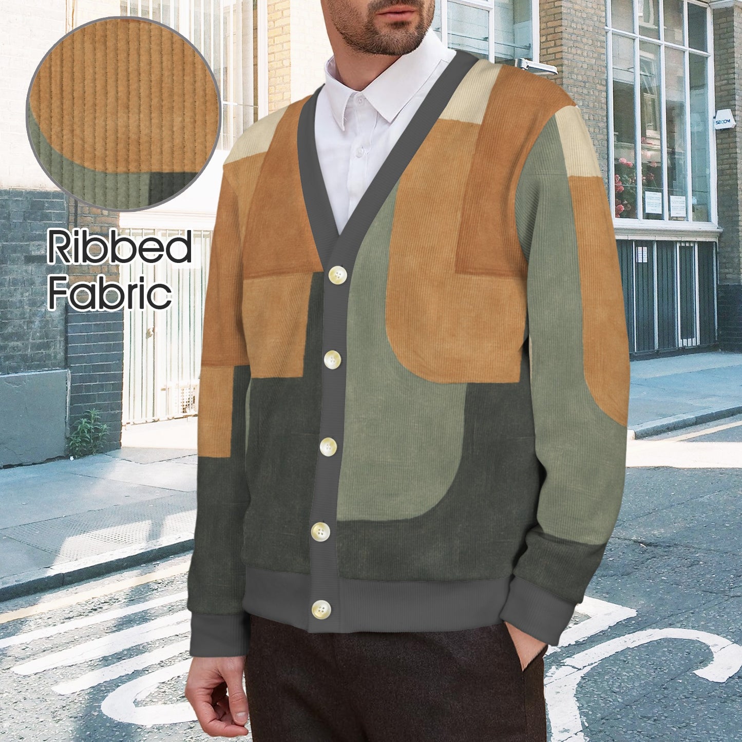 Custom Men's Cardigan (Model H73)