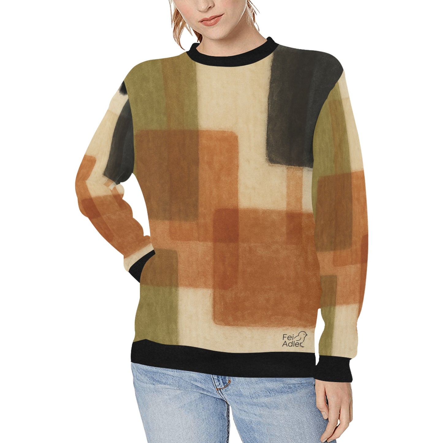 Women's Rib Cuff Crew Neck Sweatshirt (H34)