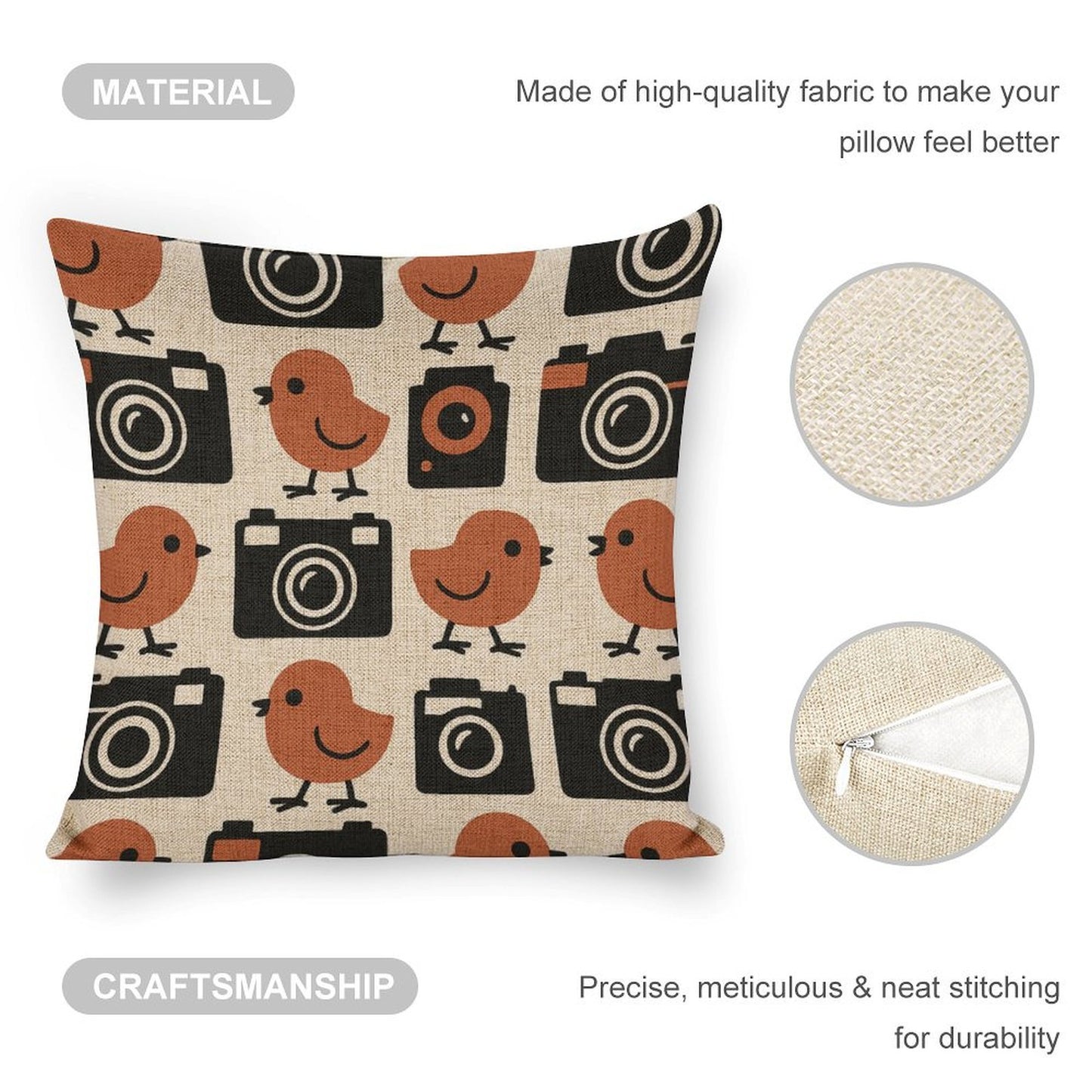 Design Custom Linen Pillow Case 18x18 Inch (Two-Side Printing) (Set of 2)