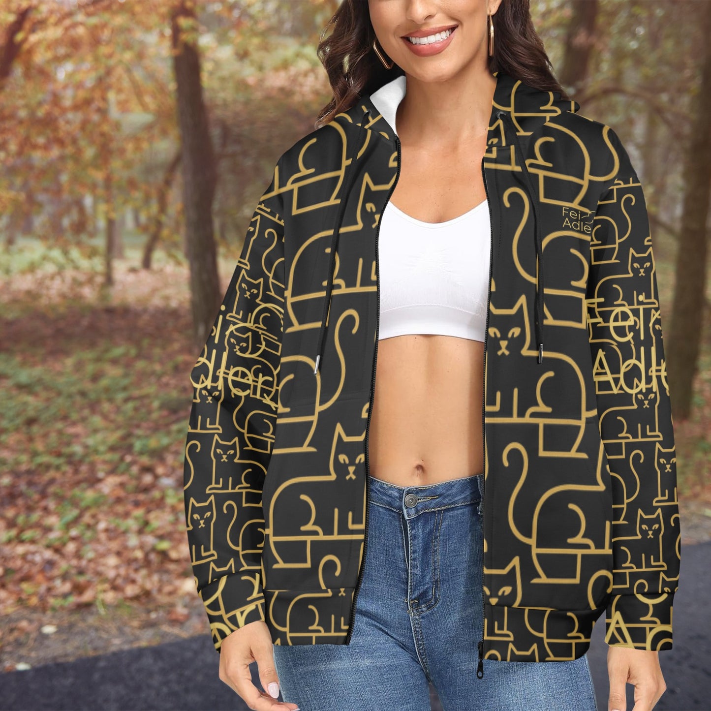 Women's Fleece Full-Zip Hoodie (Model H60)
