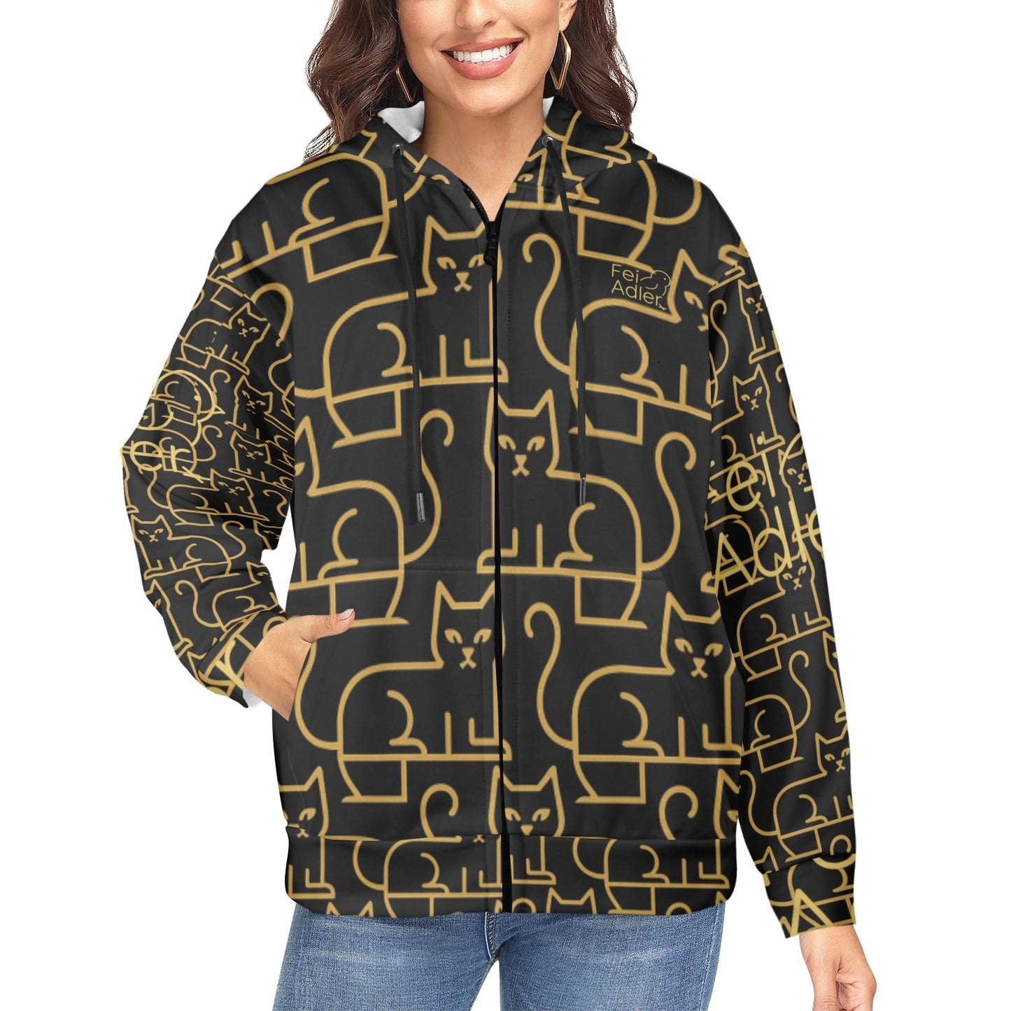 Women's Fleece Full-Zip Hoodie (Model H60)
