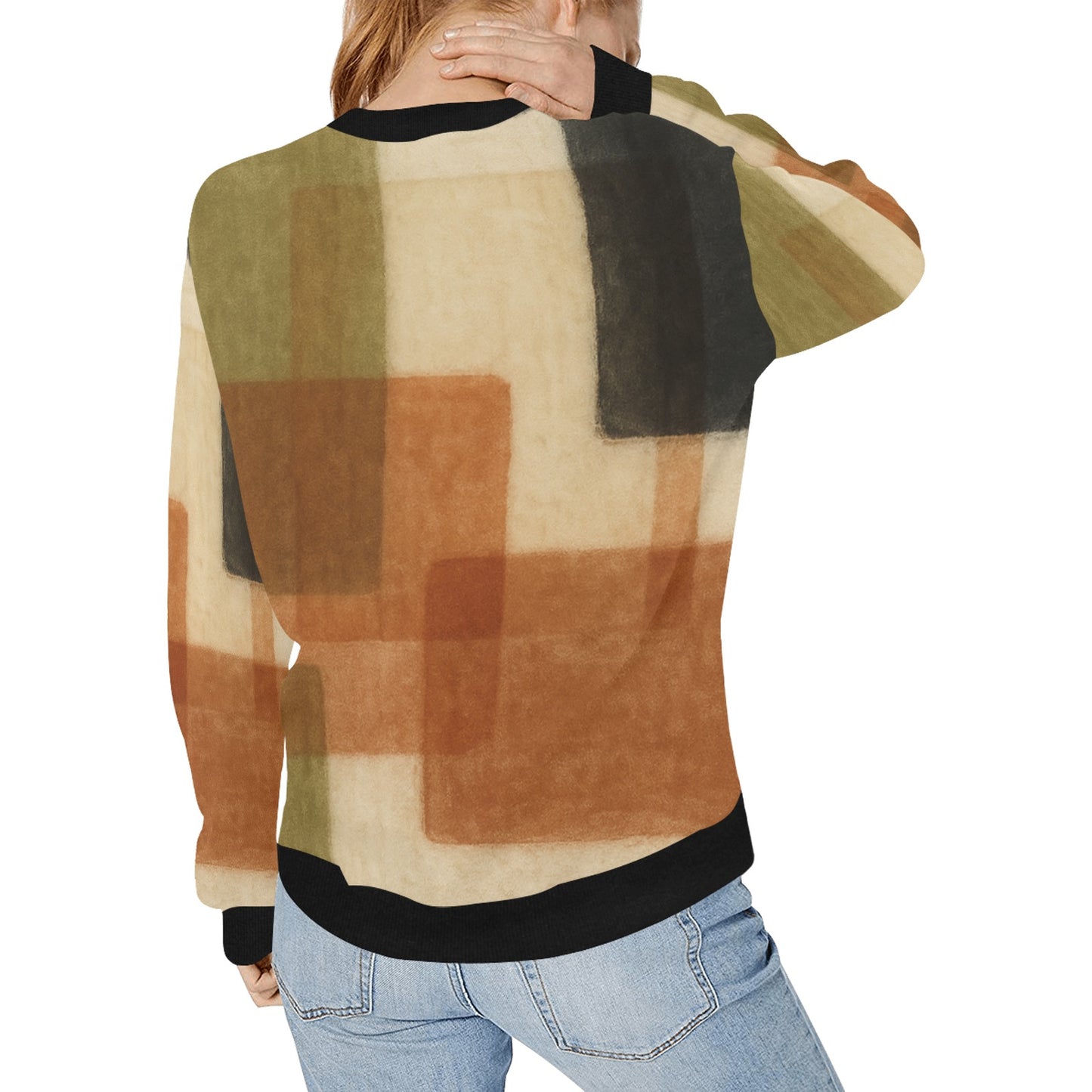 Women's Rib Cuff Crew Neck Sweatshirt (H34)