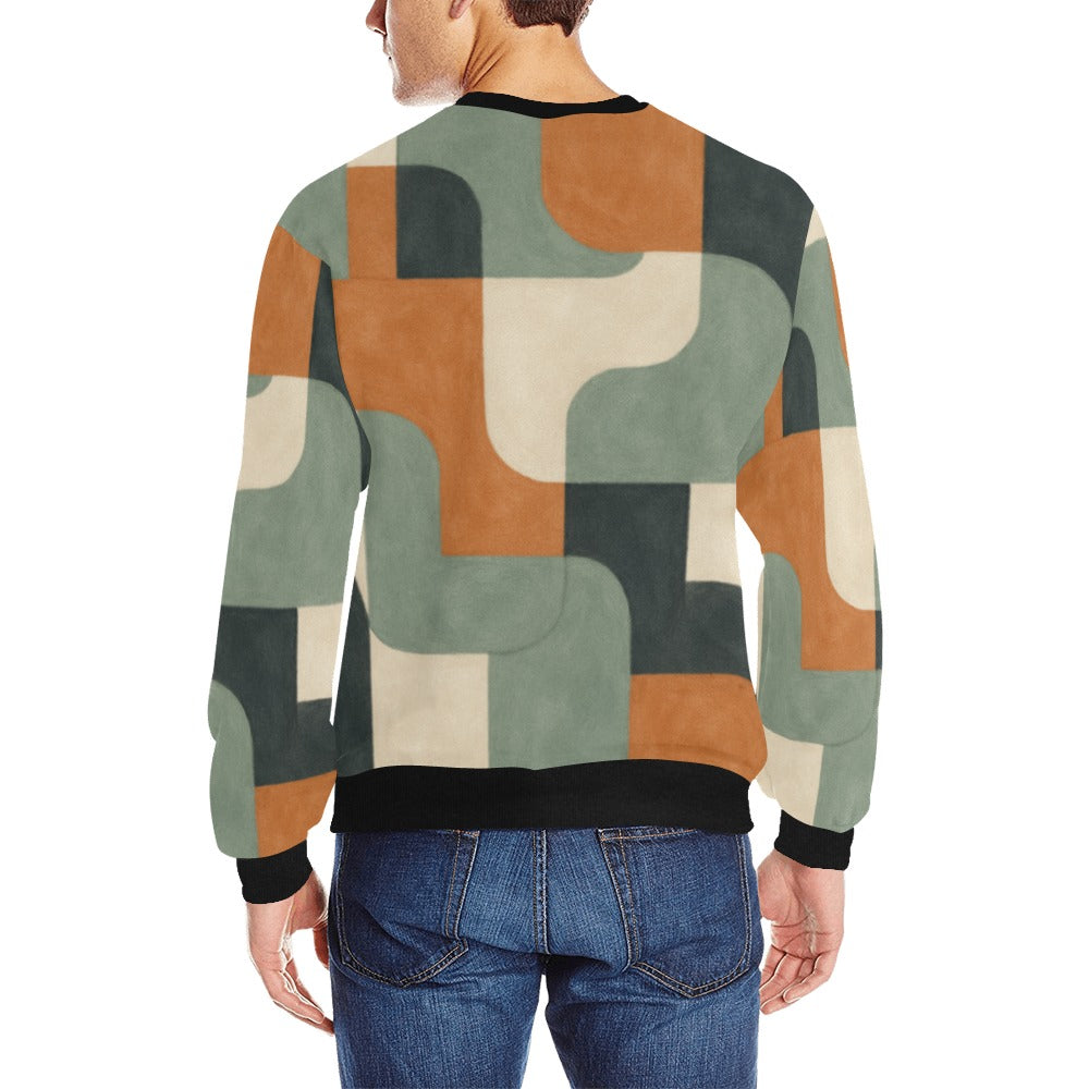 Men's Rib Cuff Crew Neck Sweatshirt(Model H34)