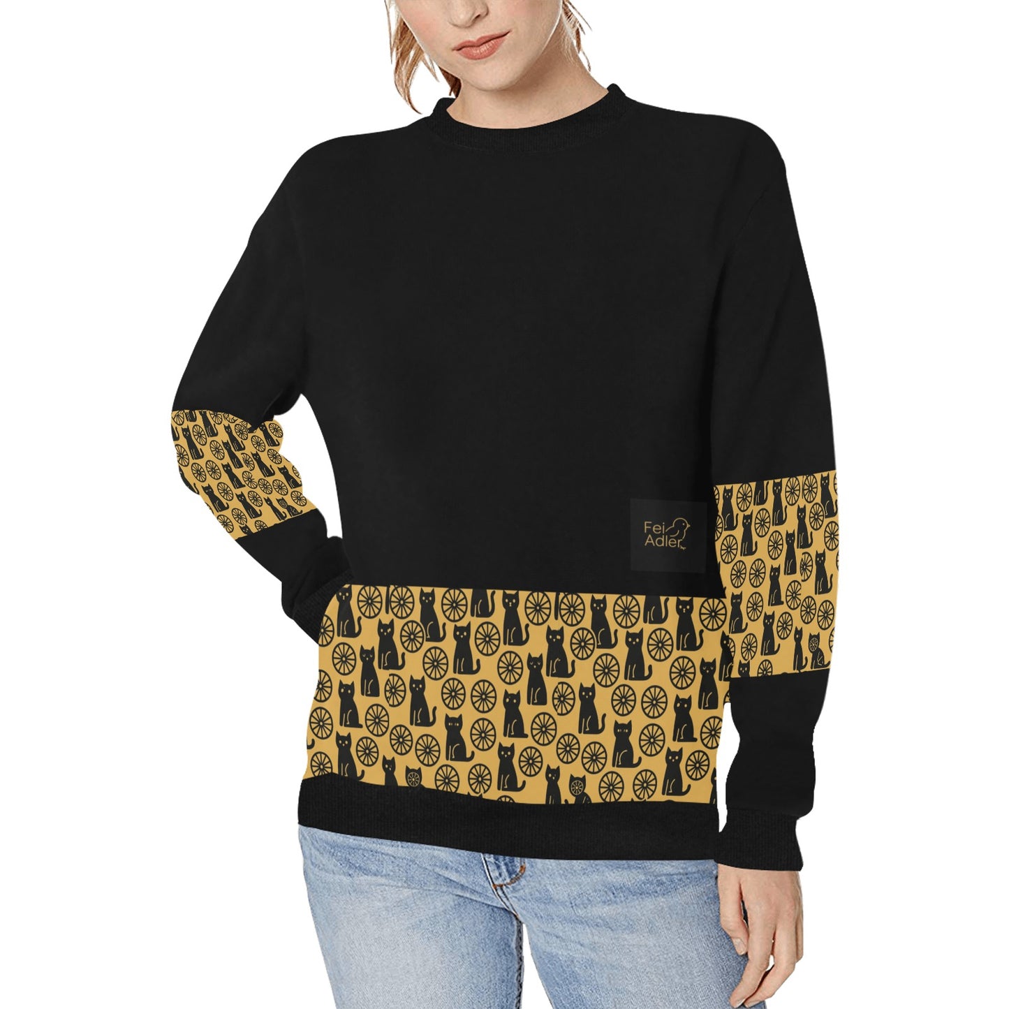 Women's Rib Cuff Crew Neck Sweatshirt (H34)