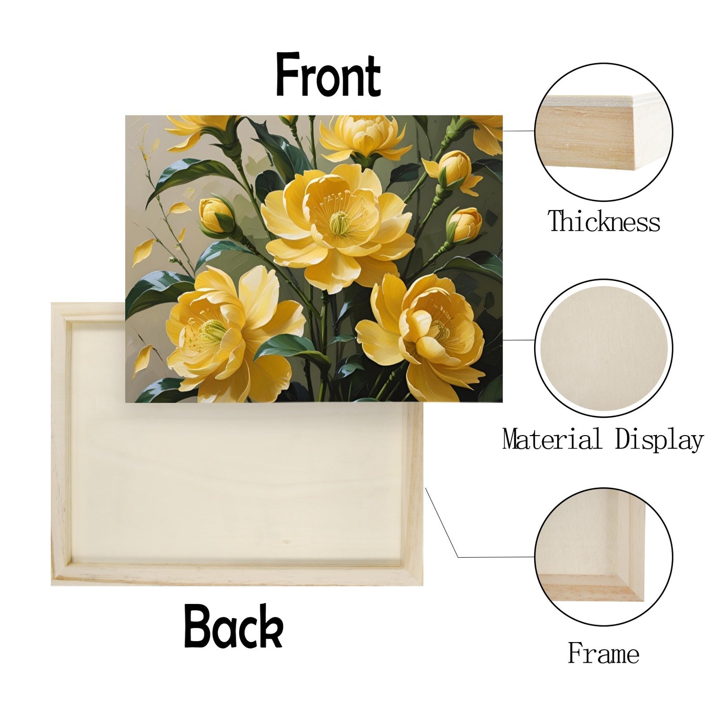 Pannello in Legno "Peonie"