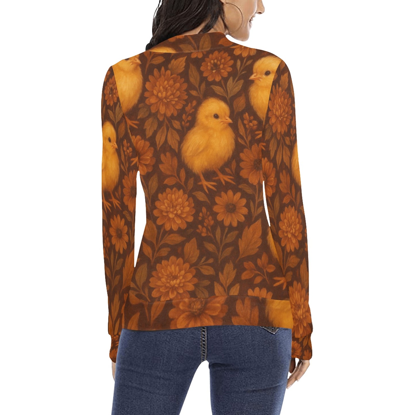 Women's All Over Print Mock Neck Sweater)