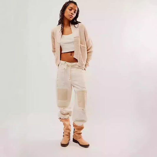 Cardigan corto asimmetrico in lana