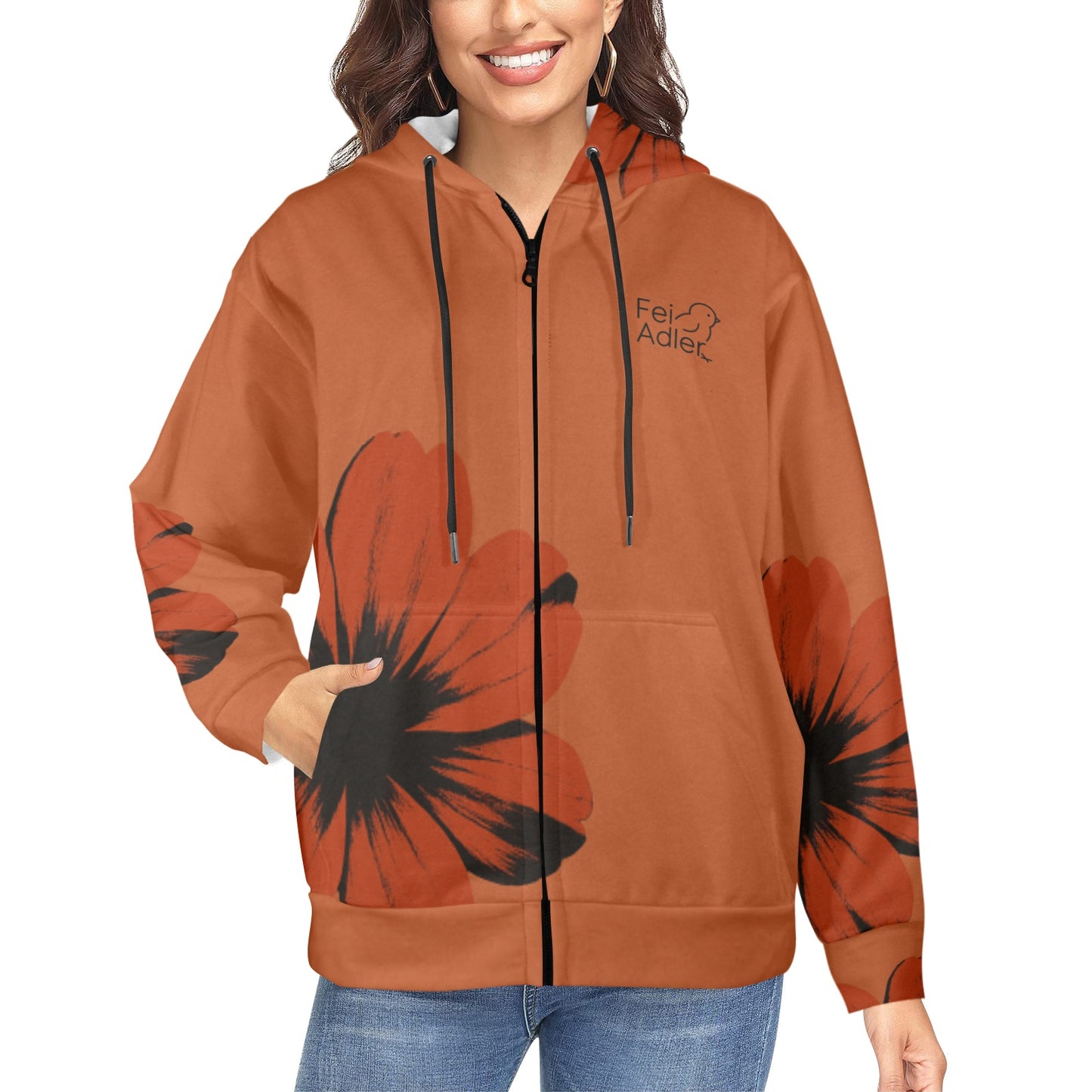 Women's Fleece Full-Zip Hoodie (Model H60)