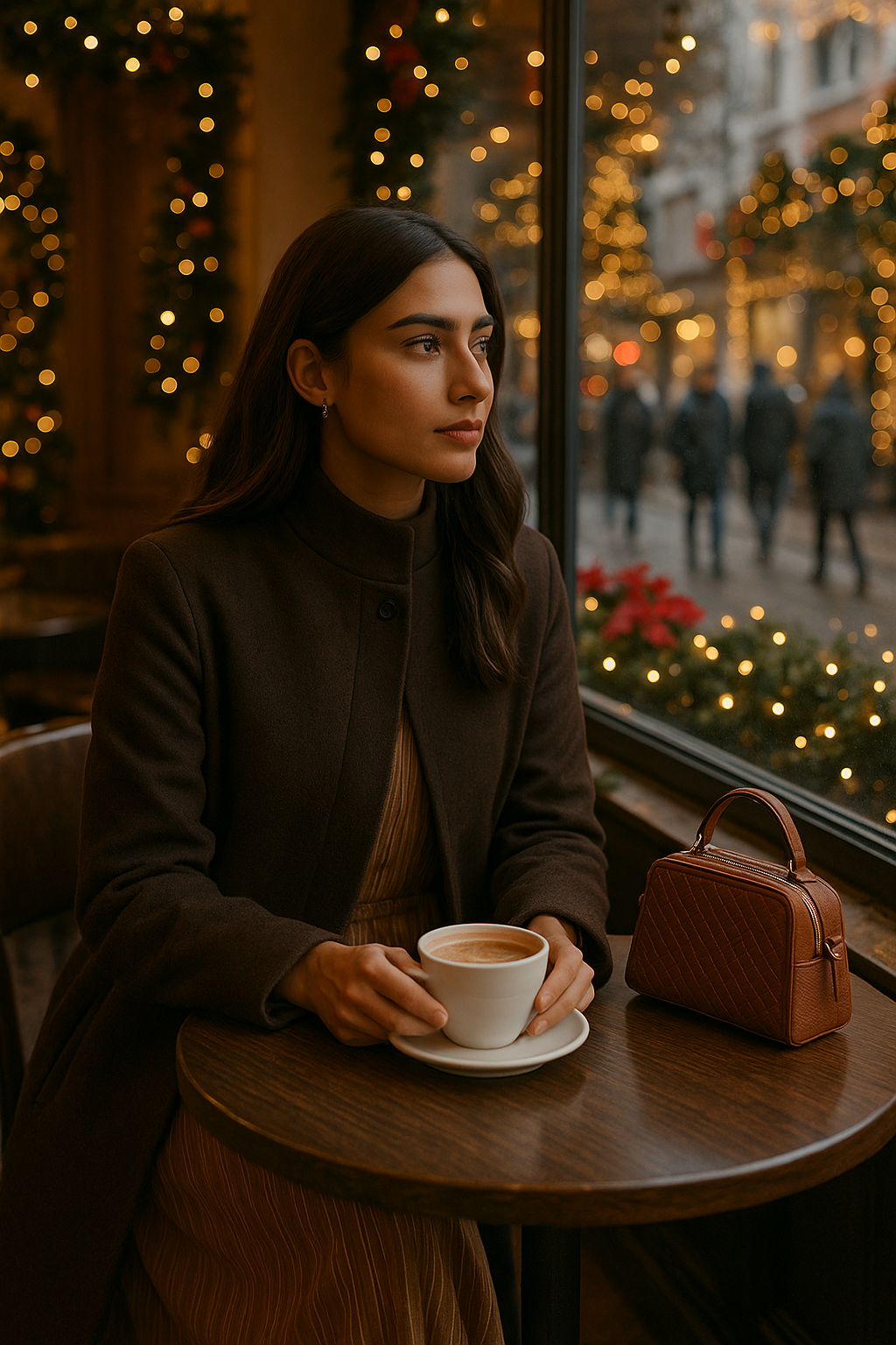 Caffè d’Inverno – Eleganza Urbana in Tono Caramello