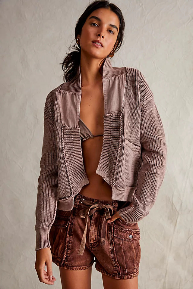 Cardigan corto asimmetrico in lana