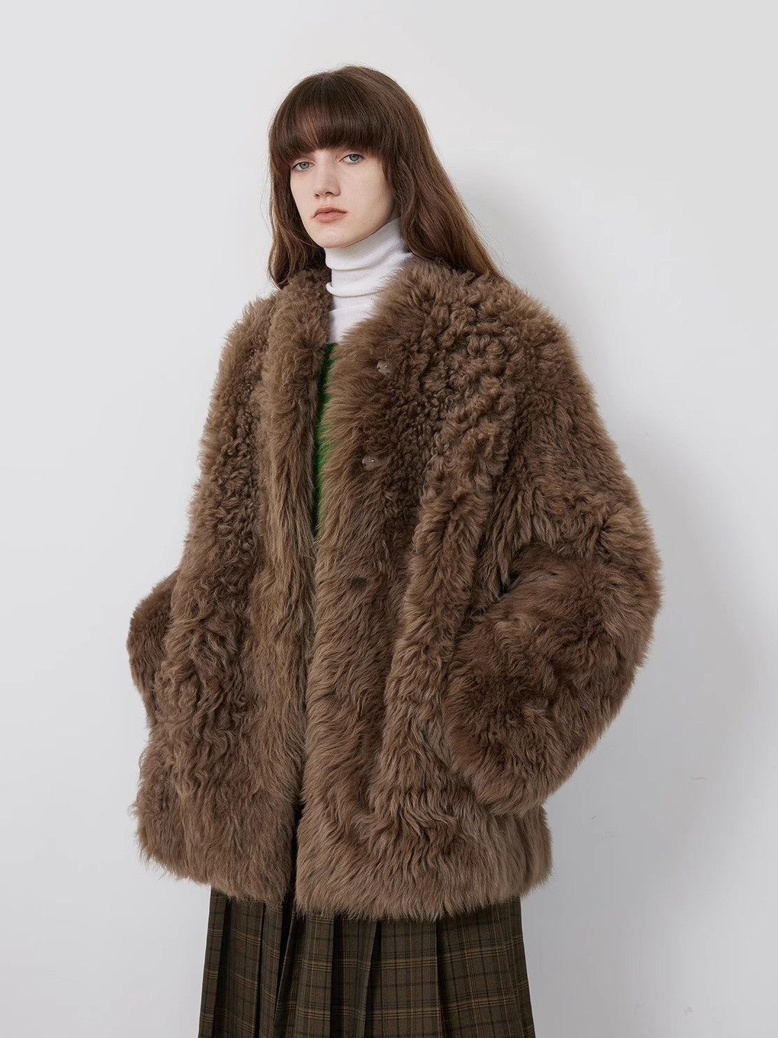 Giacca Casual Collo Alto in Pelle di Pecora Toscana