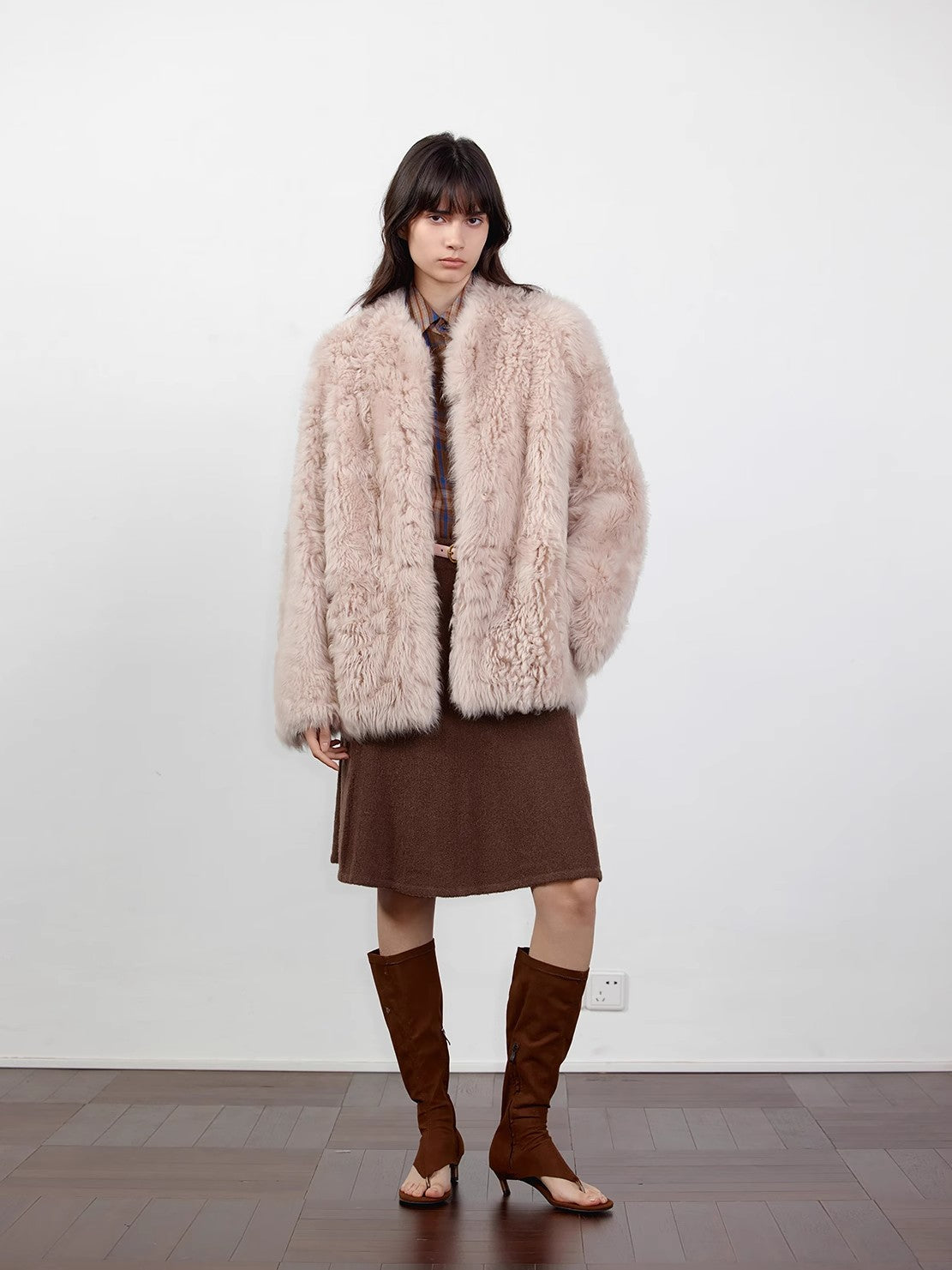 Giacca Casual Collo Alto in Pelle di Pecora Toscana