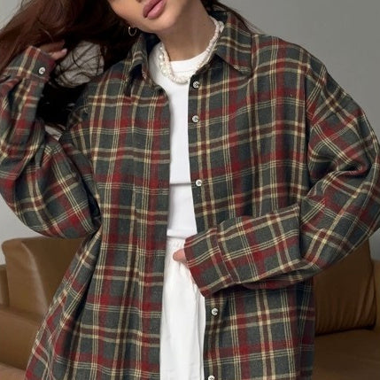 Camicia a maniche lunghe versatile, casual in stile retrò