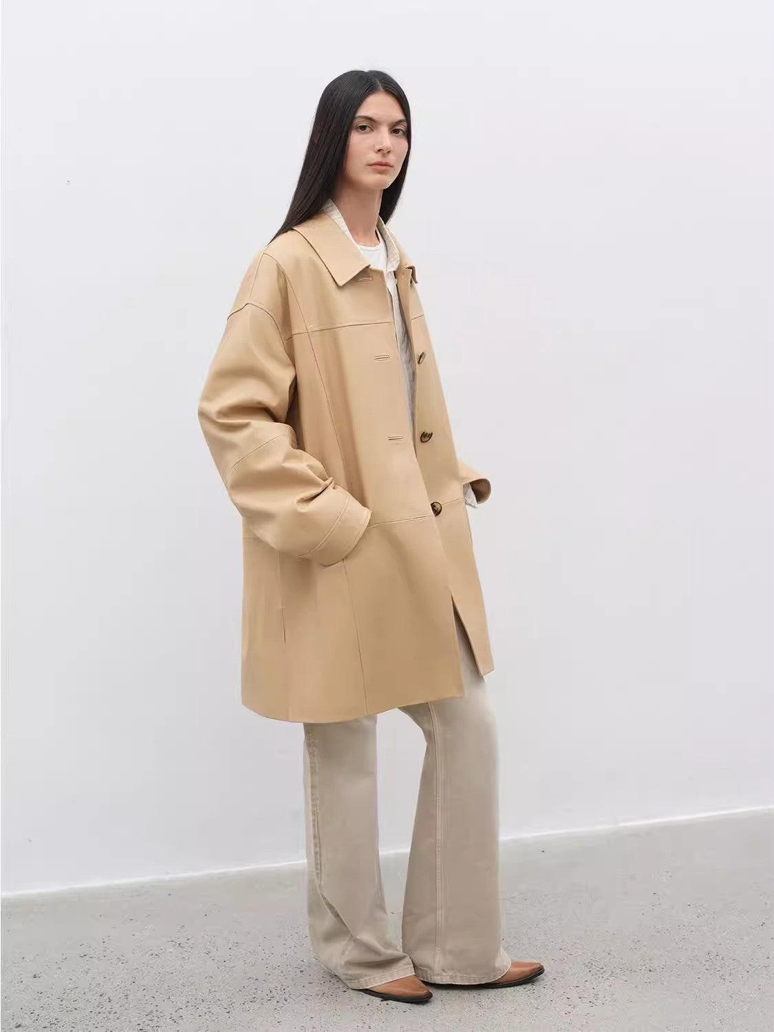 Giacca in pelle con revers casual retrò in edizione limitata Notting Hill Diary