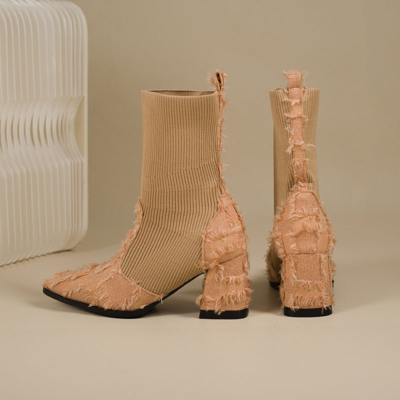 Stivali casual slip-on a punta in stile boho