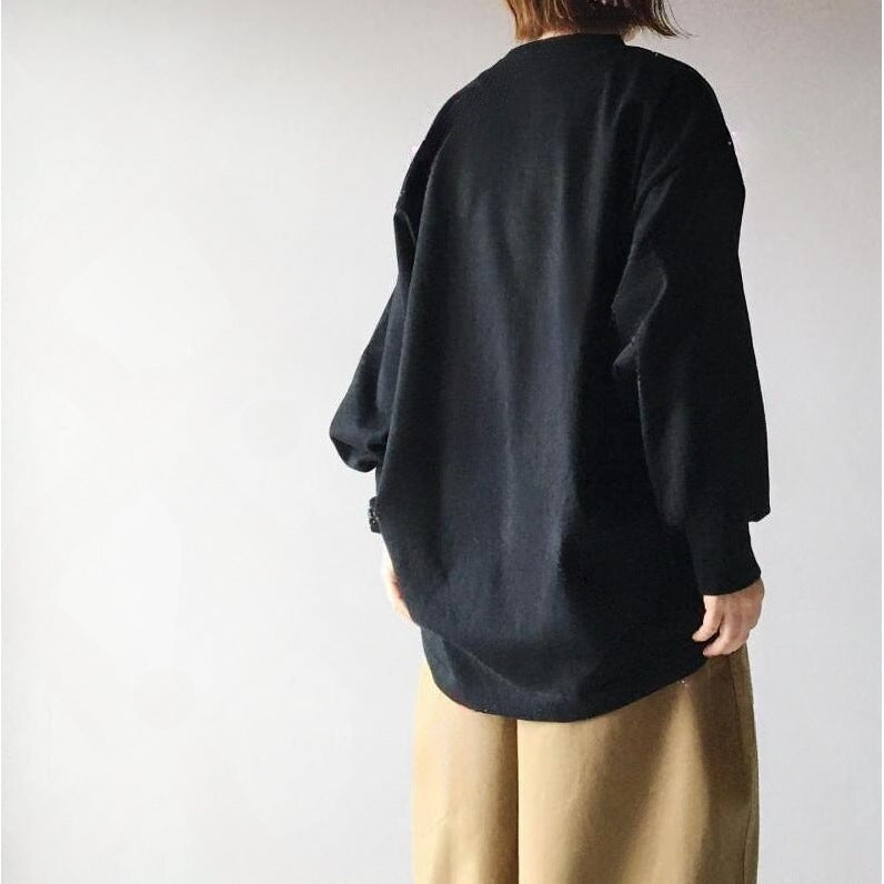 Completo 2 pezzi, maglione largo con maniche a lanterna e scollo rotondo, pantaloni larghi e gamba larga