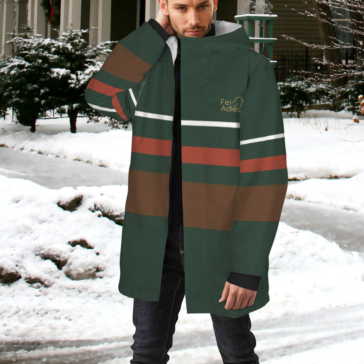 Men's Mid-length Fleece-lined Jacket(Model H69)
