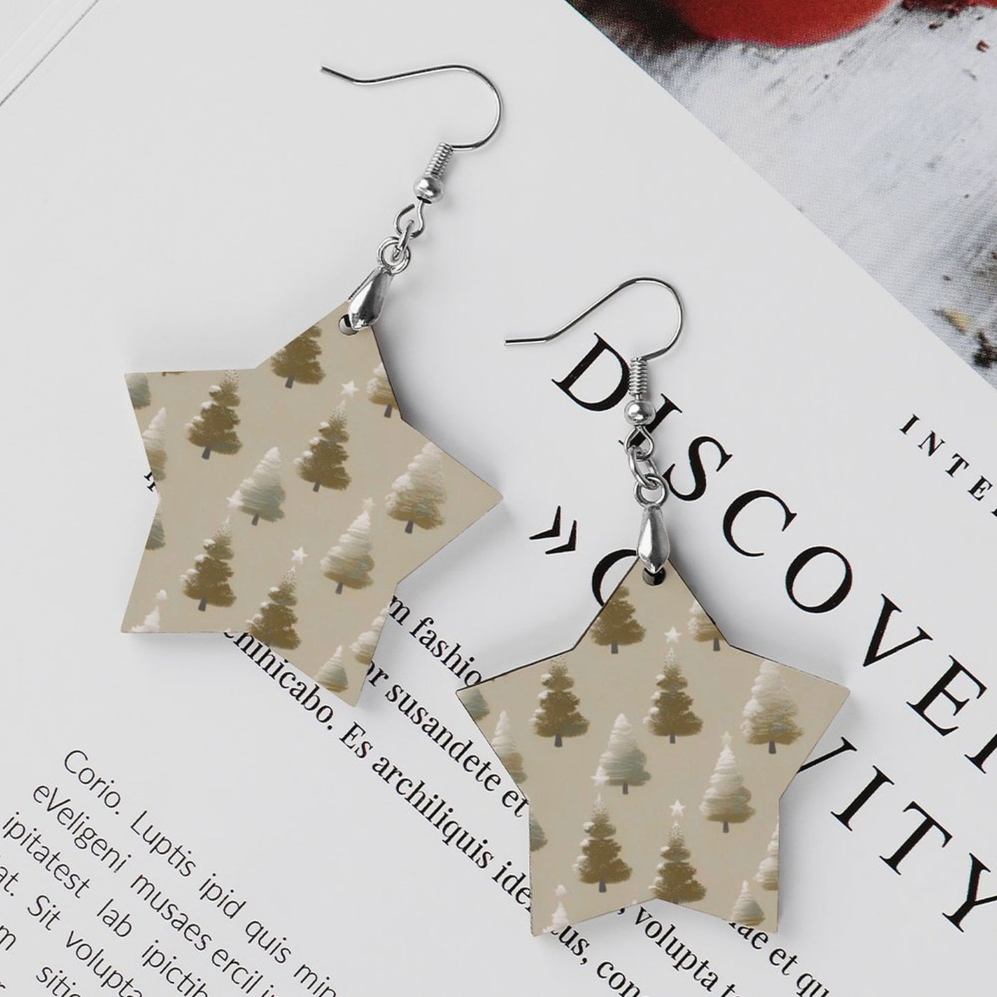 Design Wooden Earrings Pendant（Star Shape）