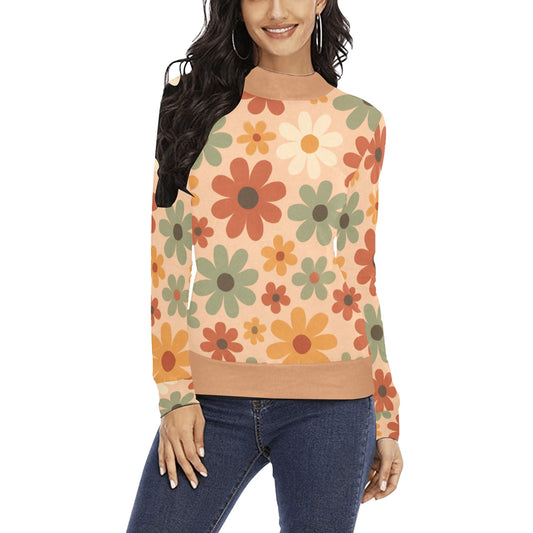 Women's All Over Print Mock Neck Sweater