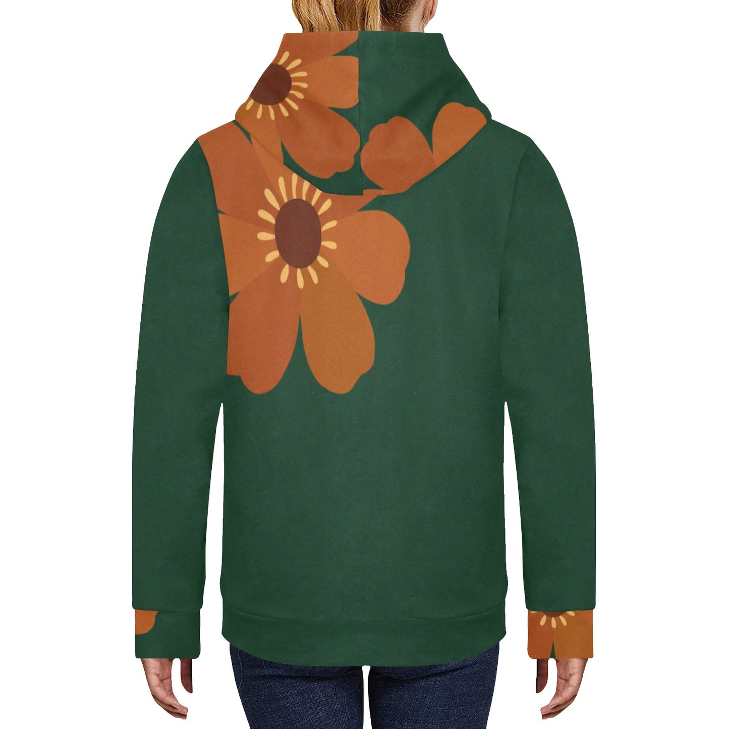 Women's Fleece Hoodie with White Hood Lining (Model H55)