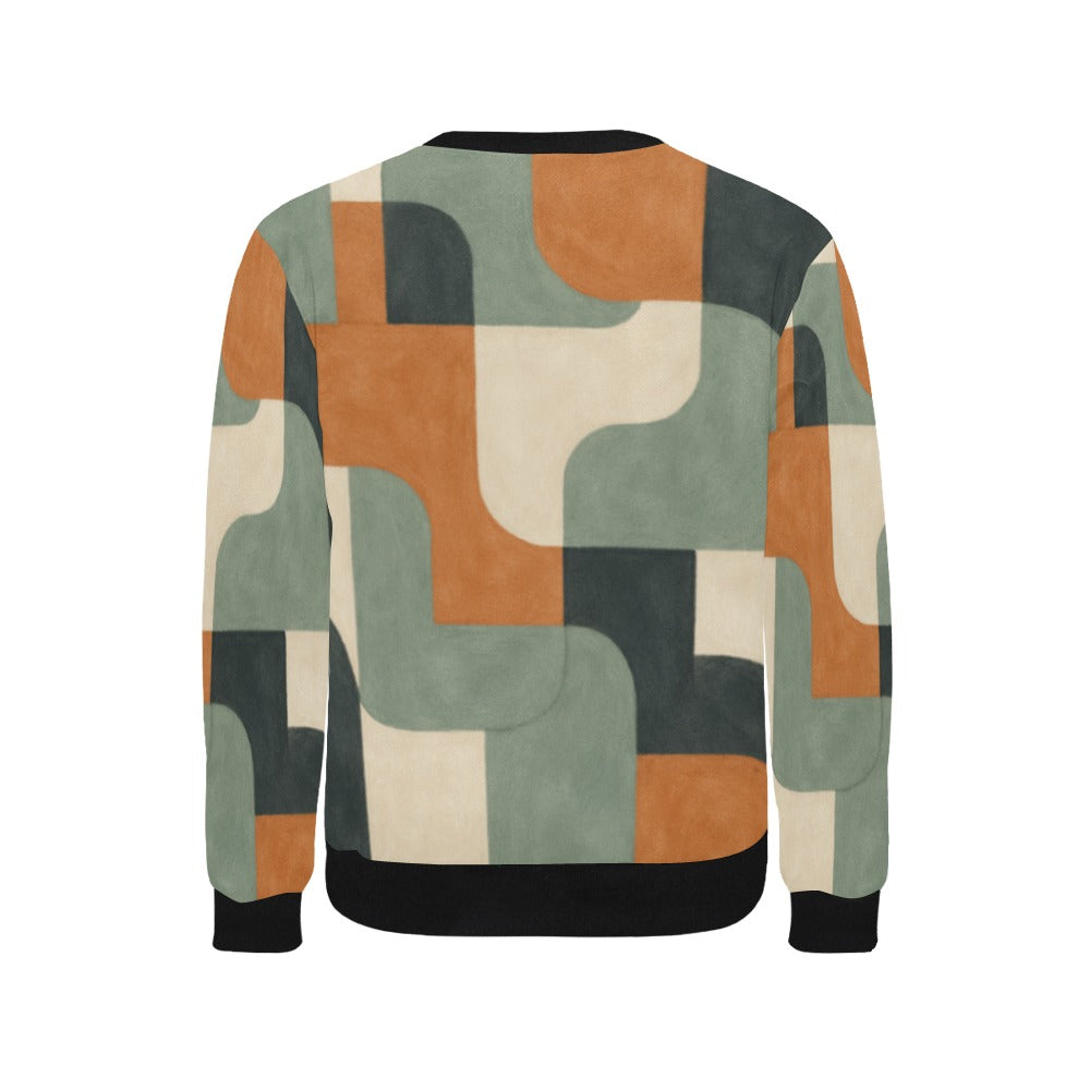 Men's Rib Cuff Crew Neck Sweatshirt(Model H34)