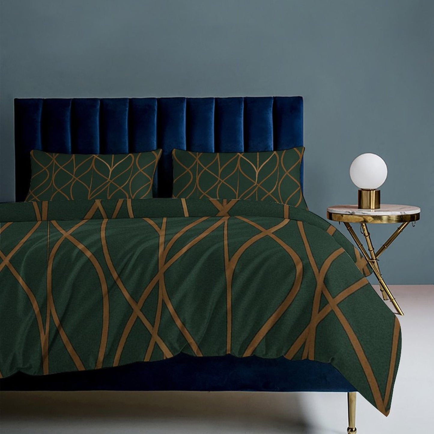 Design 3-Piece Bedding Set (1 Duvet Cover + 2 Pillow Shams) – 90"×90"