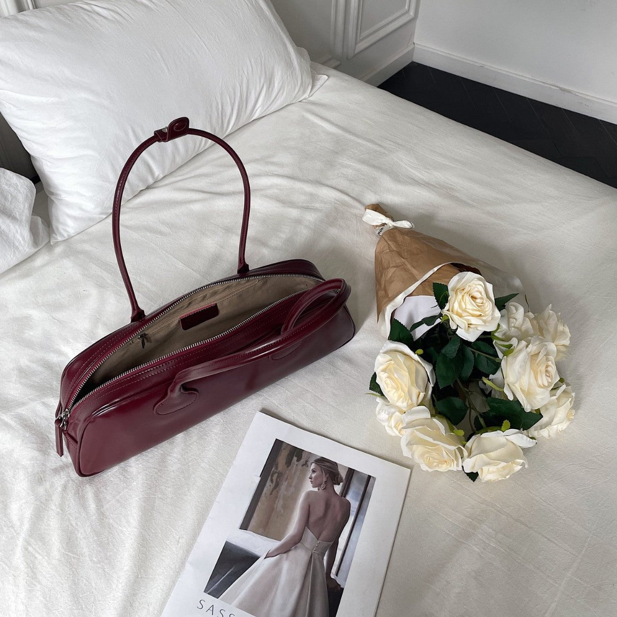 Borsa a tracolla in pelle, in stile coreano