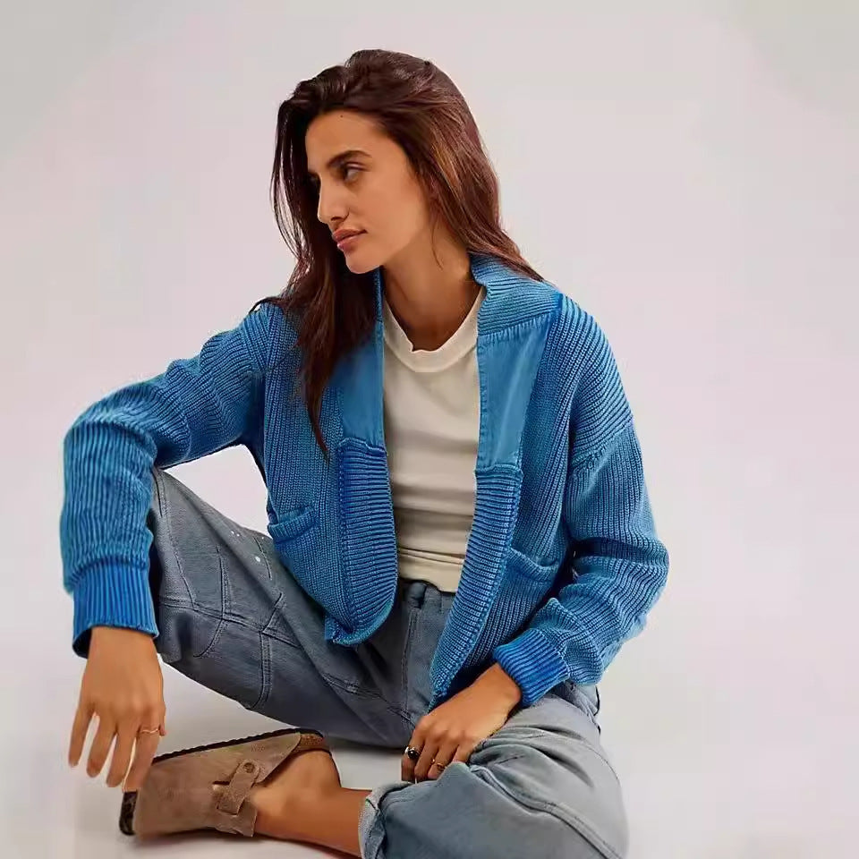 Cardigan corto asimmetrico in lana