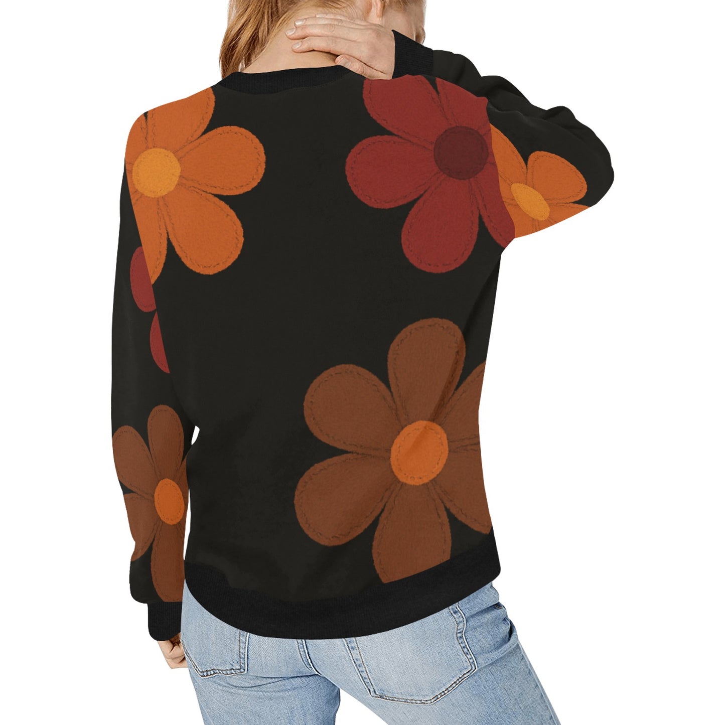 Women's Rib Cuff Crew Neck Sweatshirt (H34)