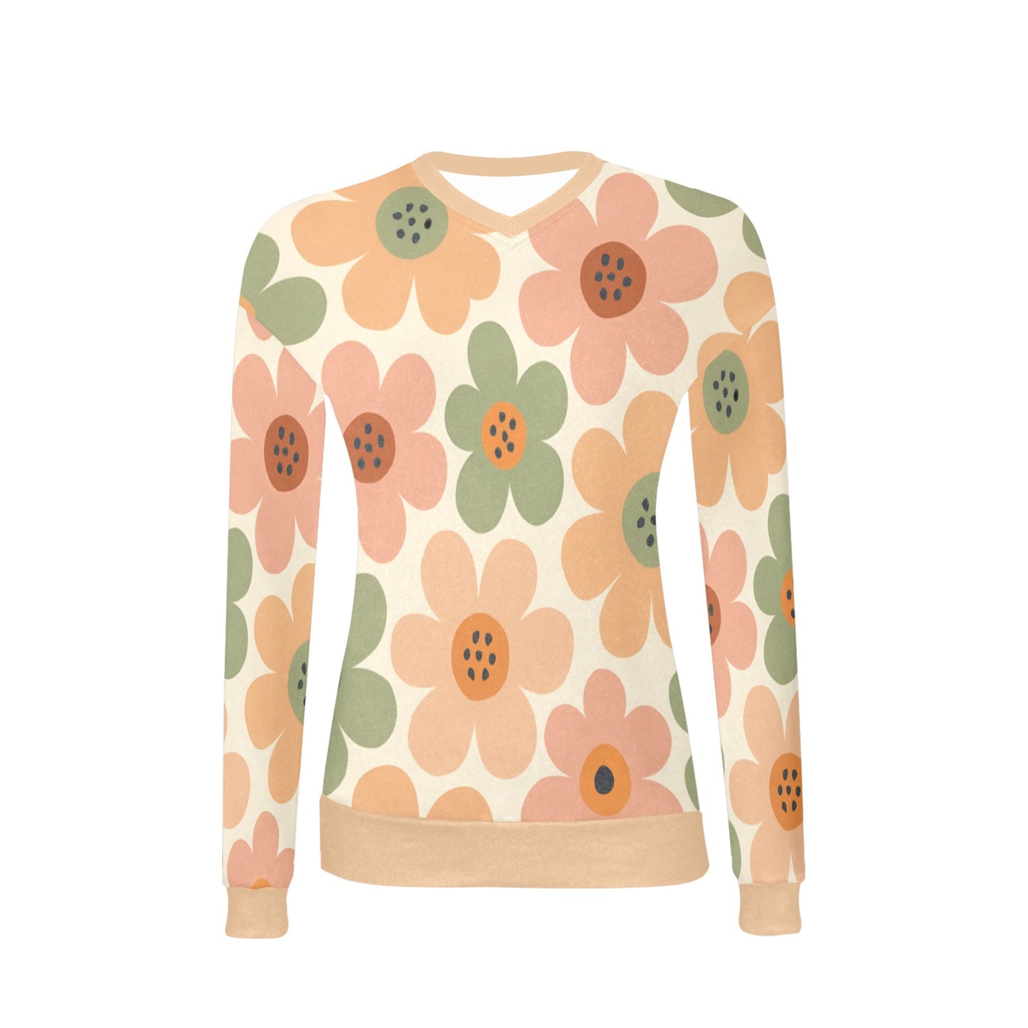 Women's All Over Print V-Neck Sweater