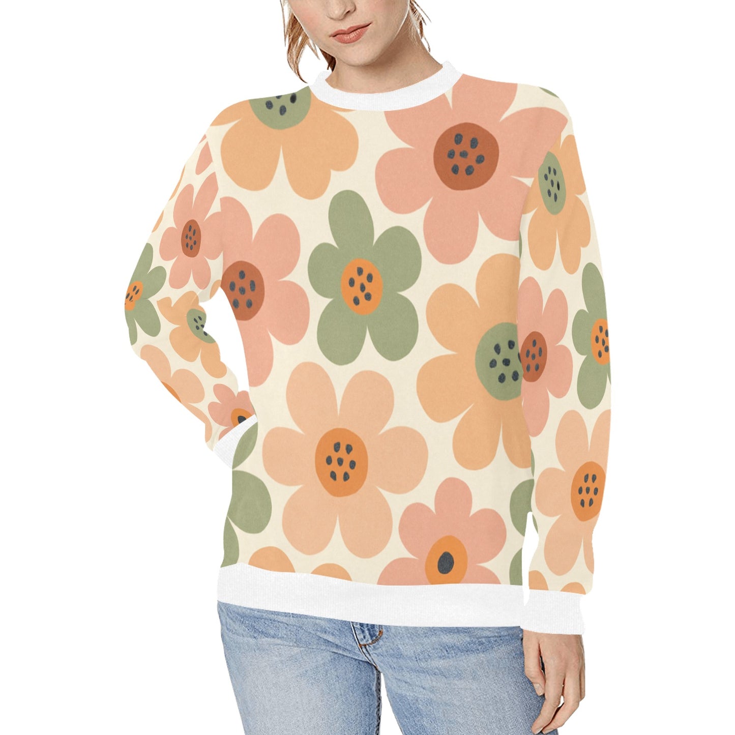 Women's Rib Cuff Crew Neck Sweatshirt