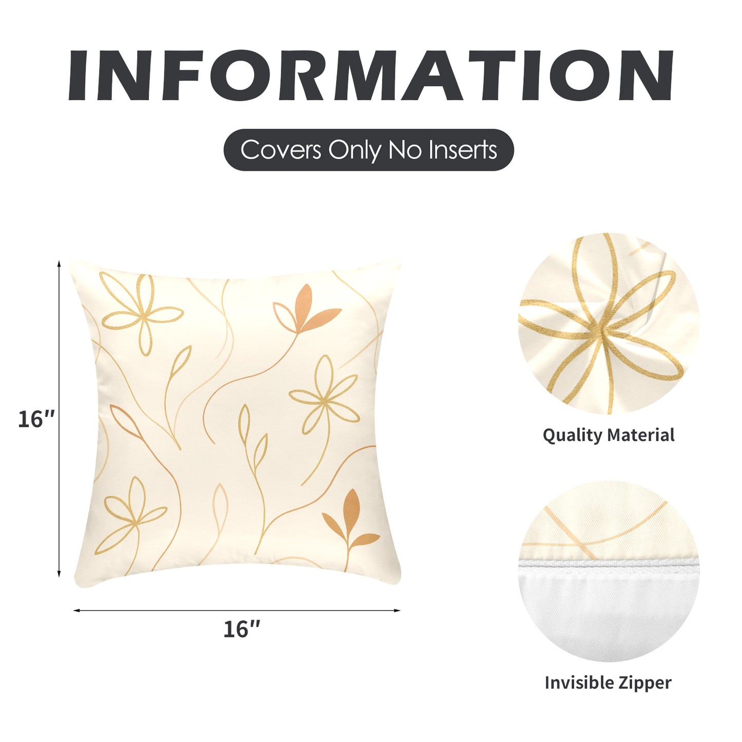 Peach Skin Pillowcase 16"x16"(One Side Printing)(2 Pack)