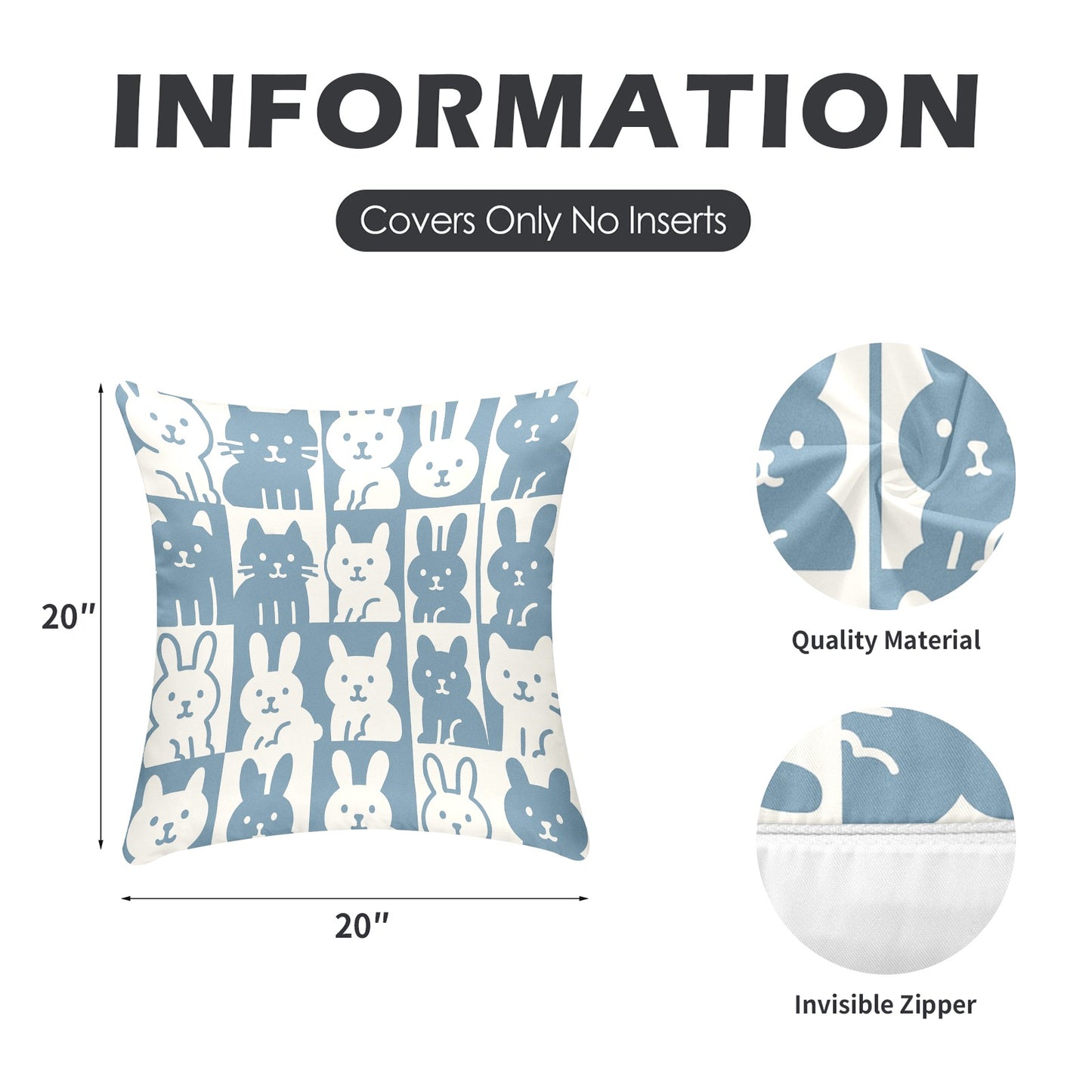 Peach Skin Pillowcase 20"x20" (One Side Printing)(2 Pack)