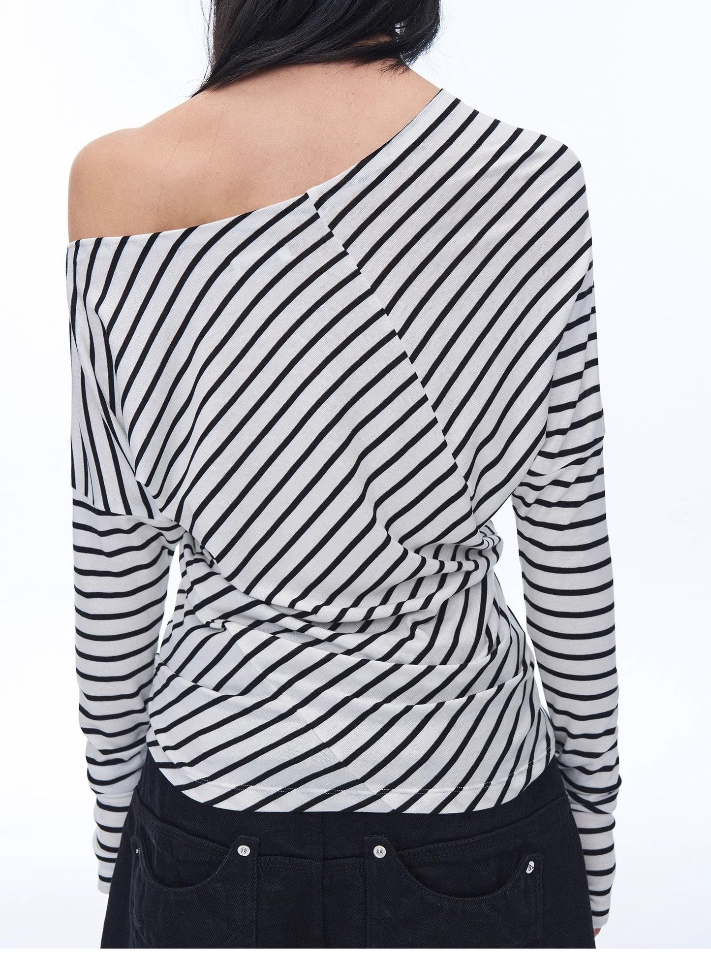 T-shirt a righe in misto lana con spalle scoperte "Picasso Lines"