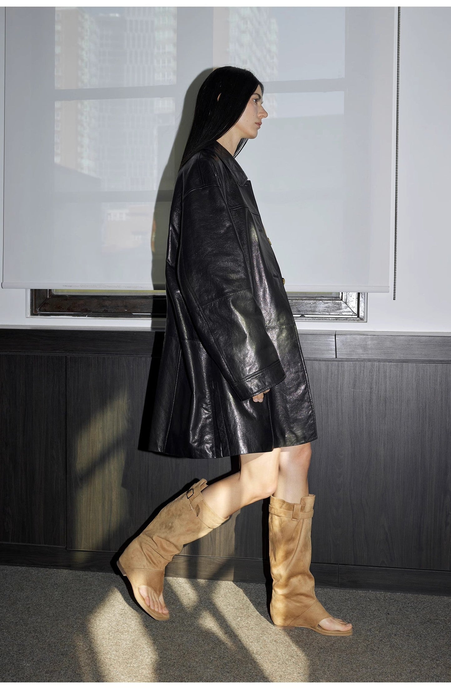 Giacca in pelle con revers casual retrò in edizione limitata Notting Hill Diary