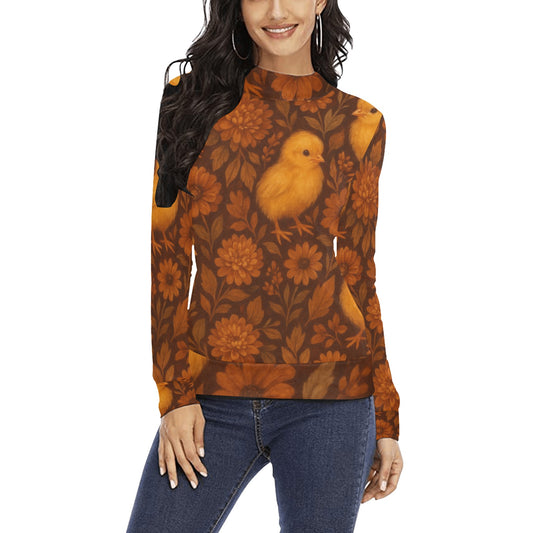 Women's All Over Print Mock Neck Sweater)