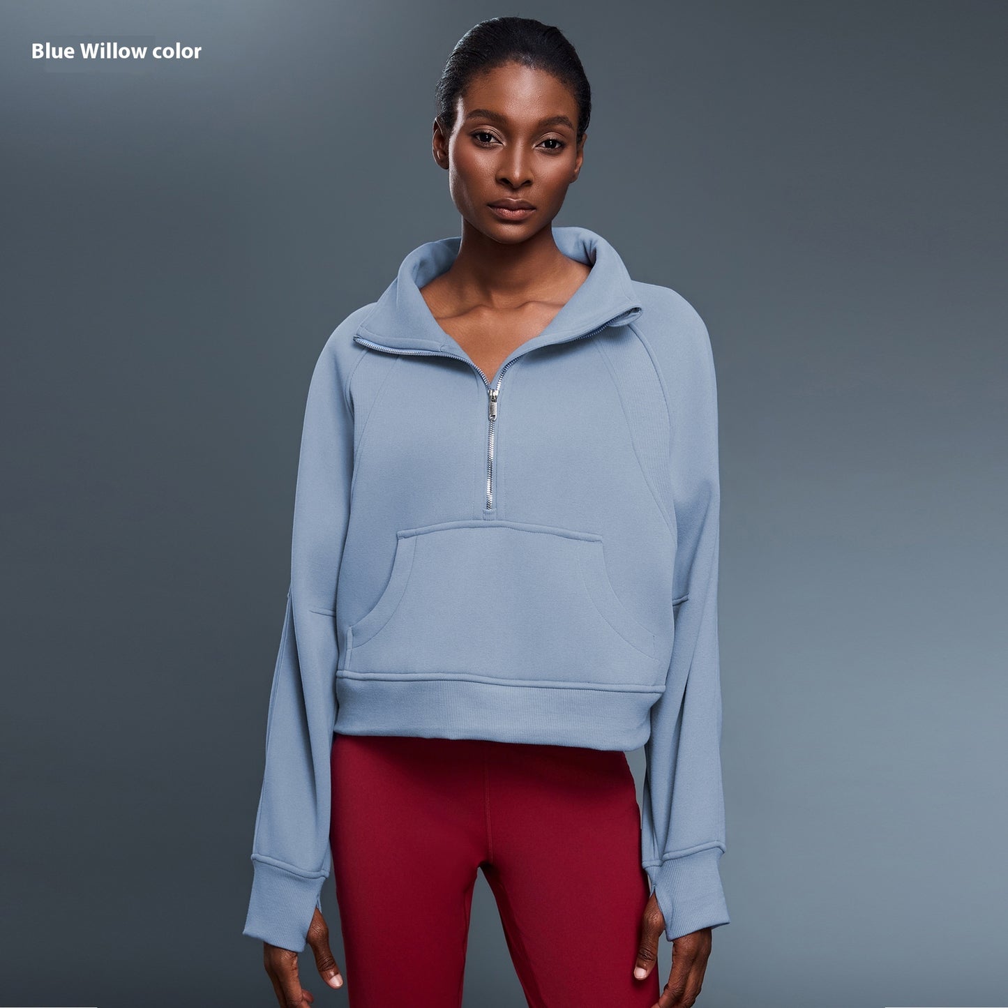 Maglione sportivo da donna con collo alto e giacca pullover