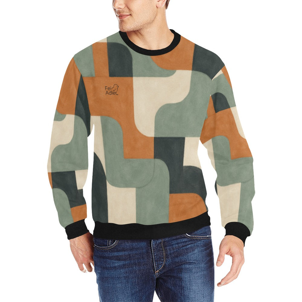 Men's Rib Cuff Crew Neck Sweatshirt(Model H34)