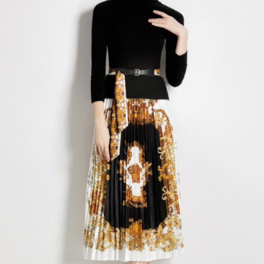 Completo in due pezzi di maglieria slim fit con colletto alla coreana