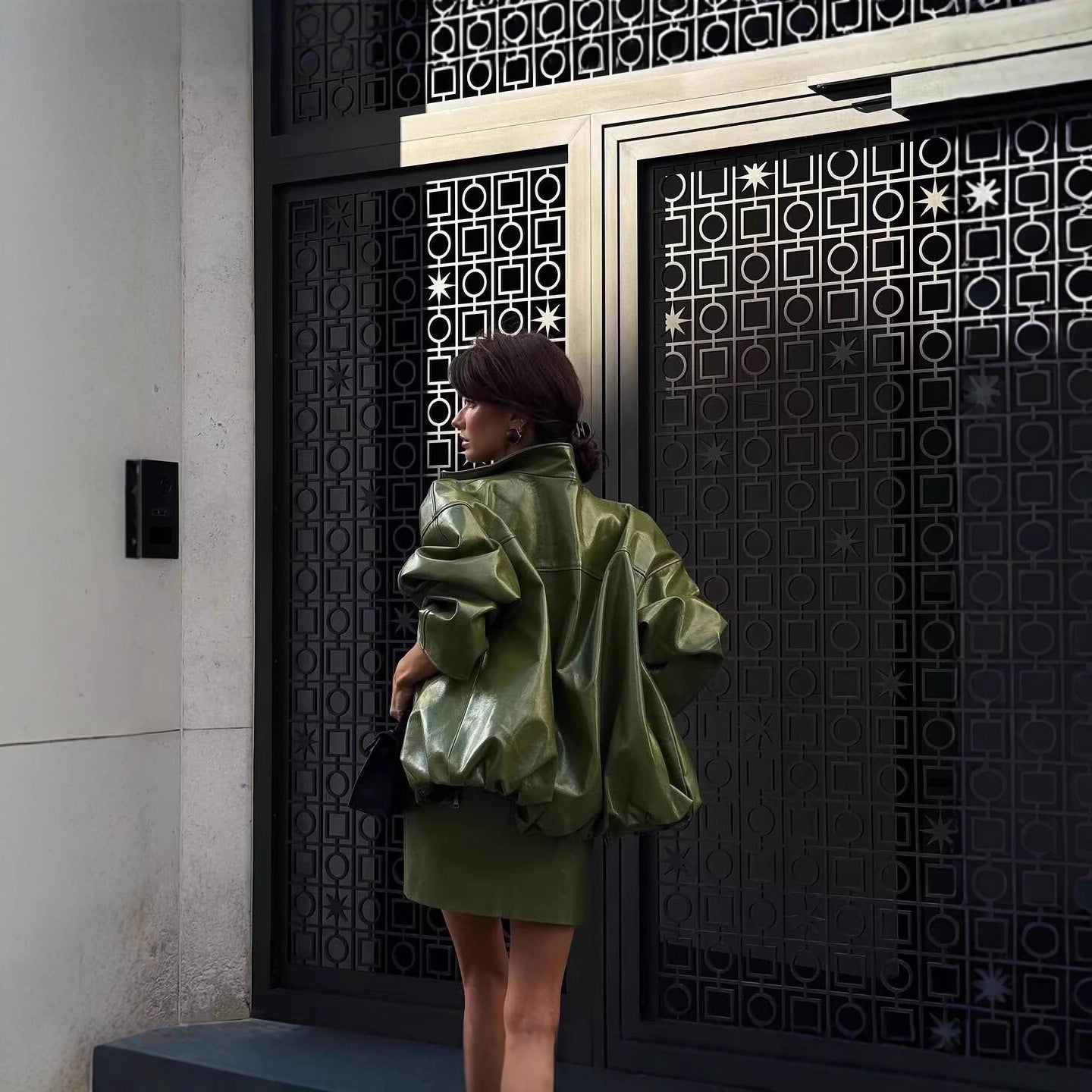 Giacca in pelle PU, retrò senza spalline