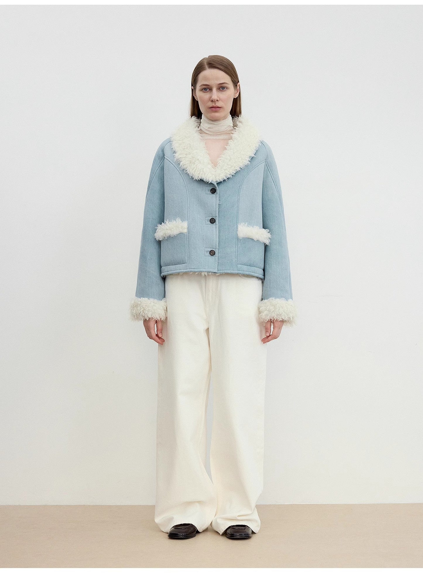 Cappotto corto in pelliccia di lana di alta qualità importato "Pure Era"