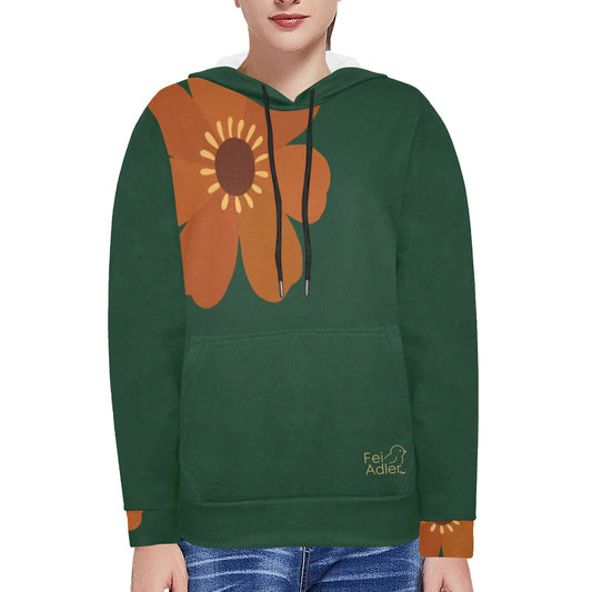 Women's Fleece Hoodie with White Hood Lining (Model H55)