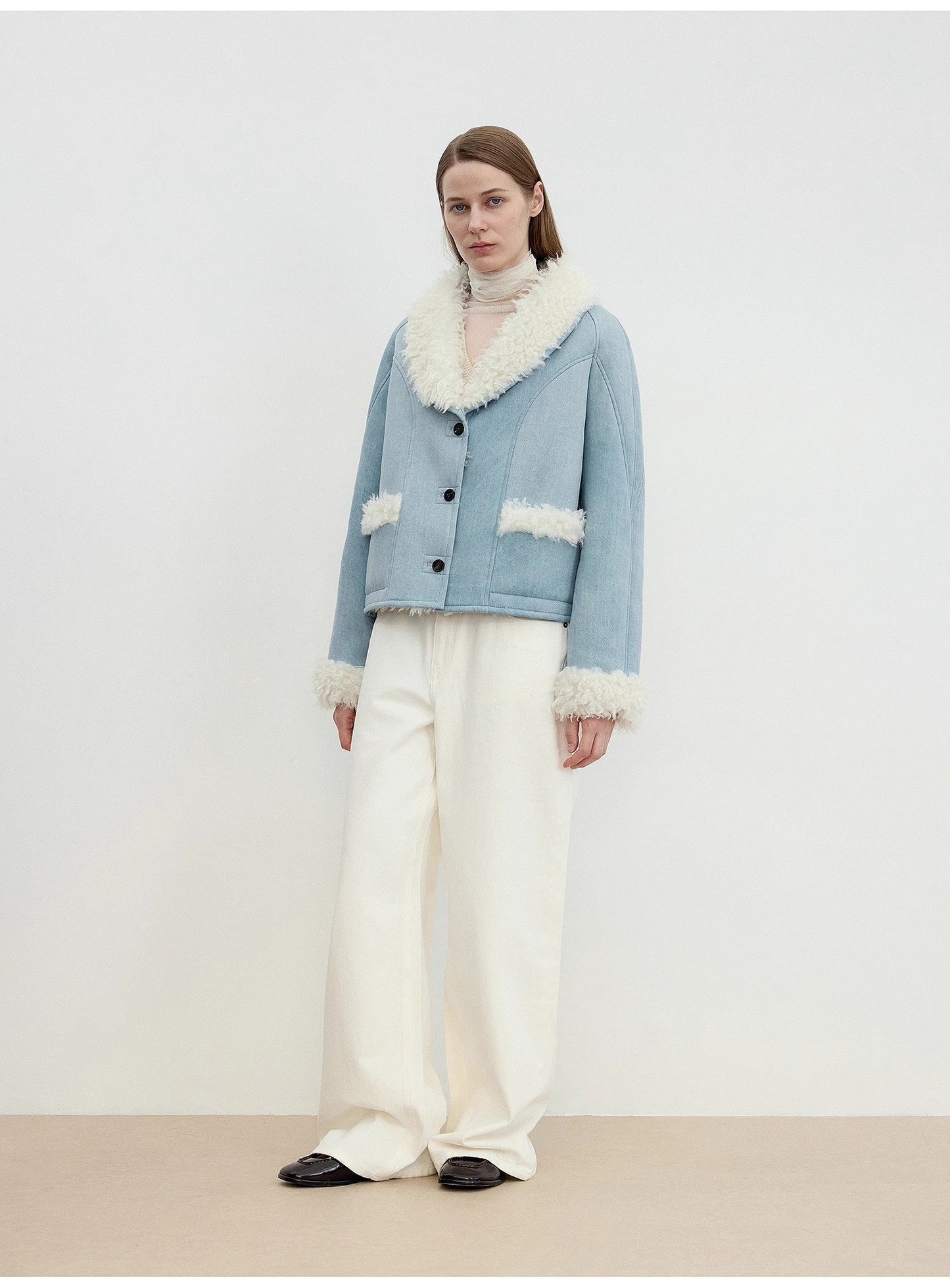 Cappotto corto in pelliccia di lana di alta qualità importato "Pure Era"