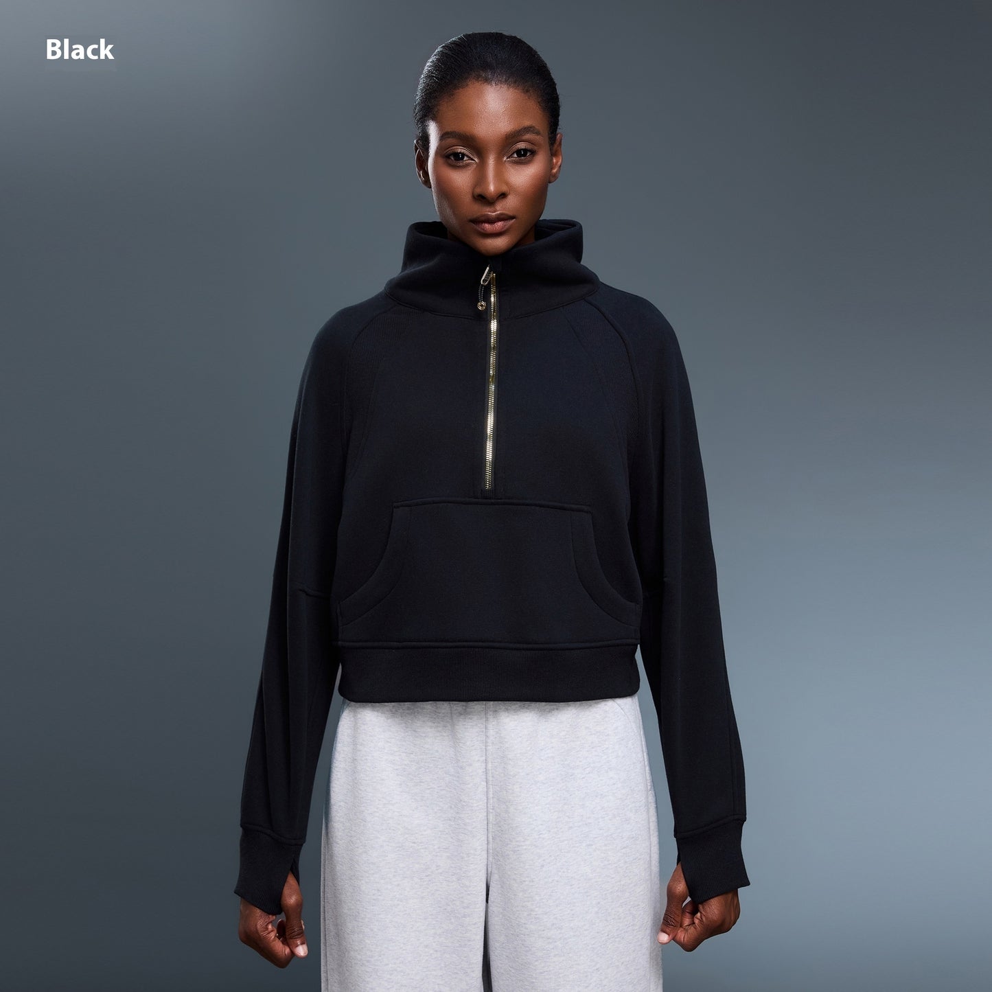 Maglione sportivo da donna con collo alto e giacca pullover