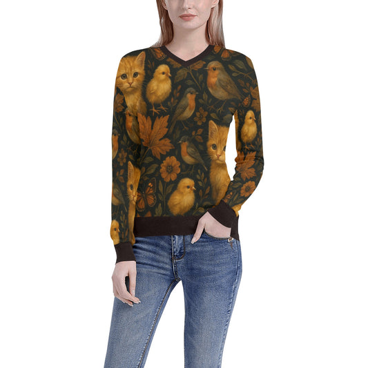 Women's All Over Print V-Neck Sweater(ModelH48)