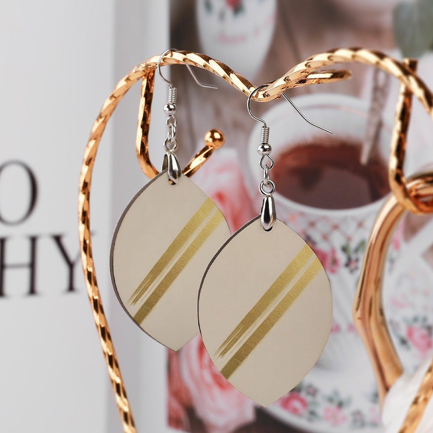 Design Wooden Earrings Pendant（Apricot Shape）