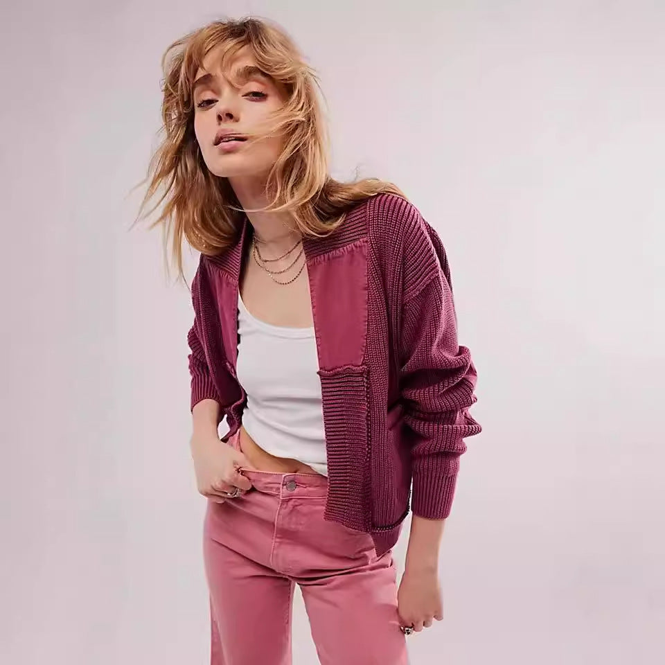 Cardigan corto asimmetrico in lana